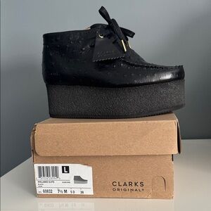 Clarks Black Platform Ankle Booties